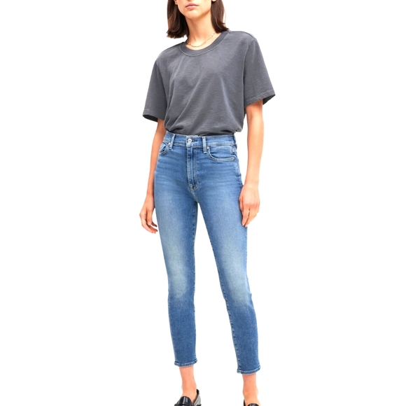 7 For All Mankind Denim - 7 For All Mankind The Ankle Skinny Stretch Jeans Distressed and Faded Bottoms 31